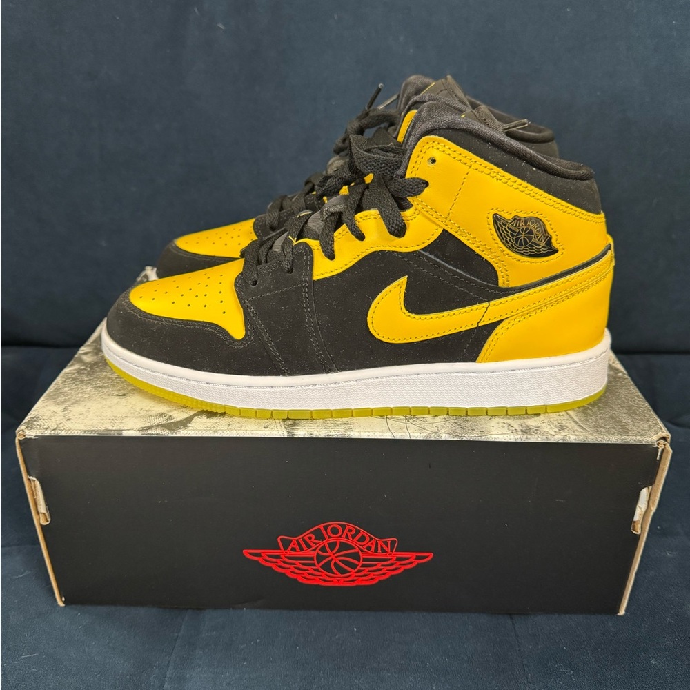 Air Jordan Black and Yellow High-Top Sneakers - Picture 7 of 16